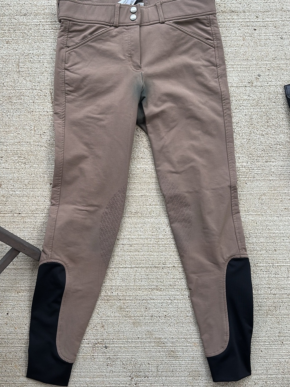 Women's Brown Riding Breeches with Black Ankle Panels